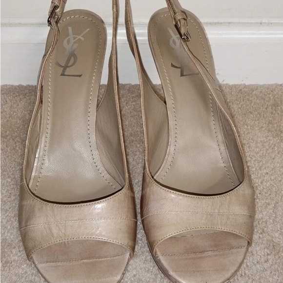 YSL Slingback Eel Skin Heels - Picture 1 of 5